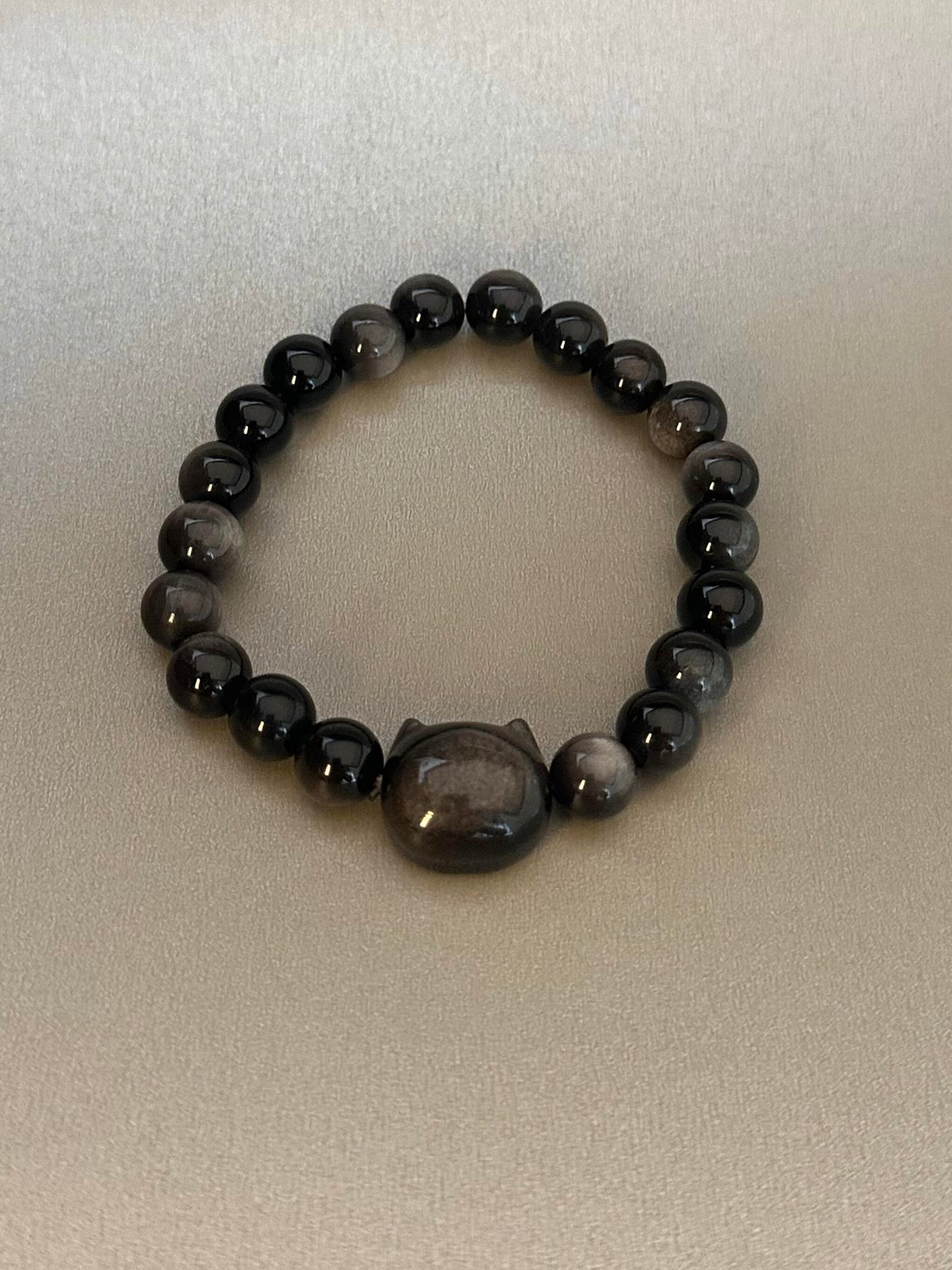 Black Obsidian Cat Bracelet