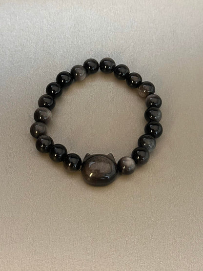 Black Obsidian Cat Bracelet