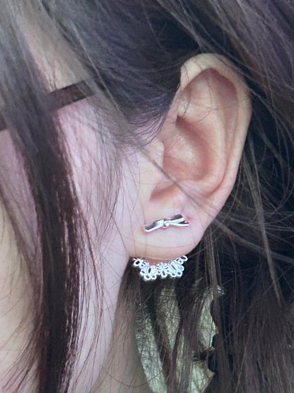 Silver Juliette Bow Lobe Earrings