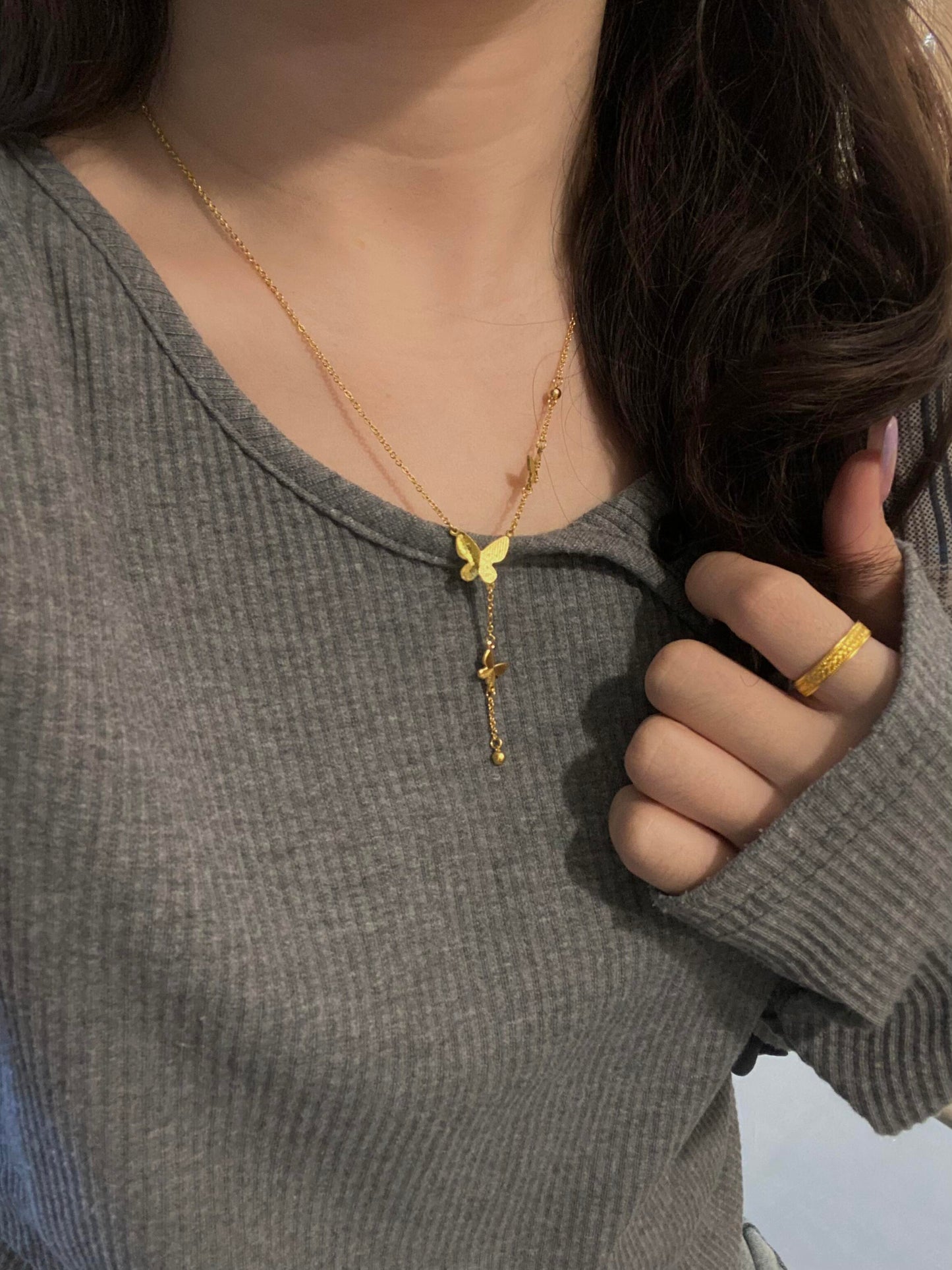 Golden Hive Butterfly Necklace