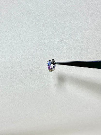 Multi Silver Crystal Bow Star Earring Stack