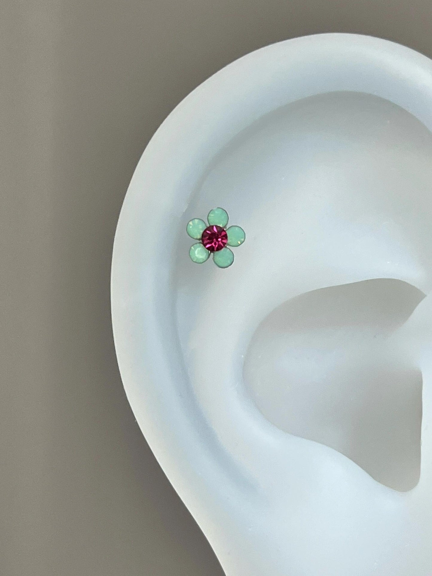 Multi Opal Daisy Flower Helix Earrings