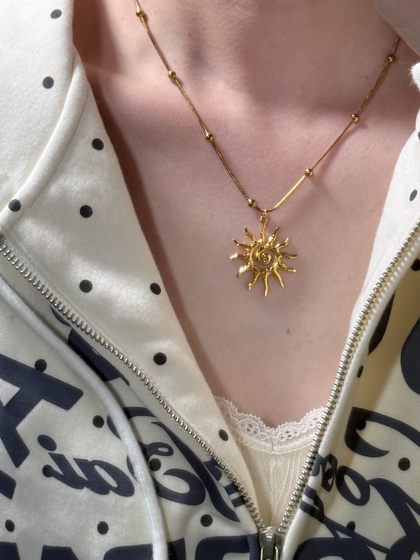 Gold Spiral Sunflare Necklace
