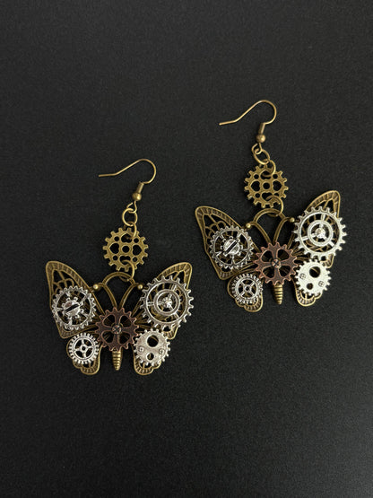 Two-Tone Mechanical Wing Earrings