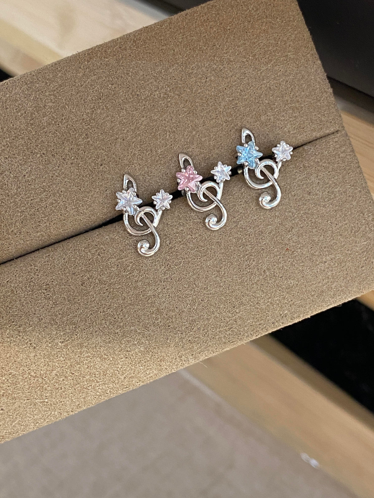 Music Note Star Crystal Studs