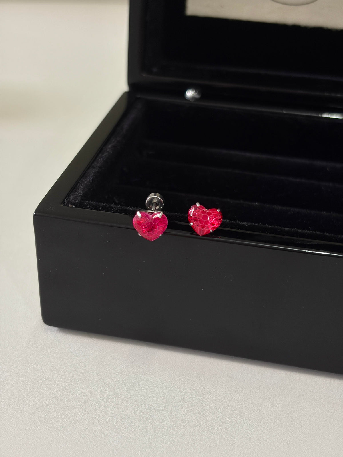 Red Heart Crystal Stud Earrings