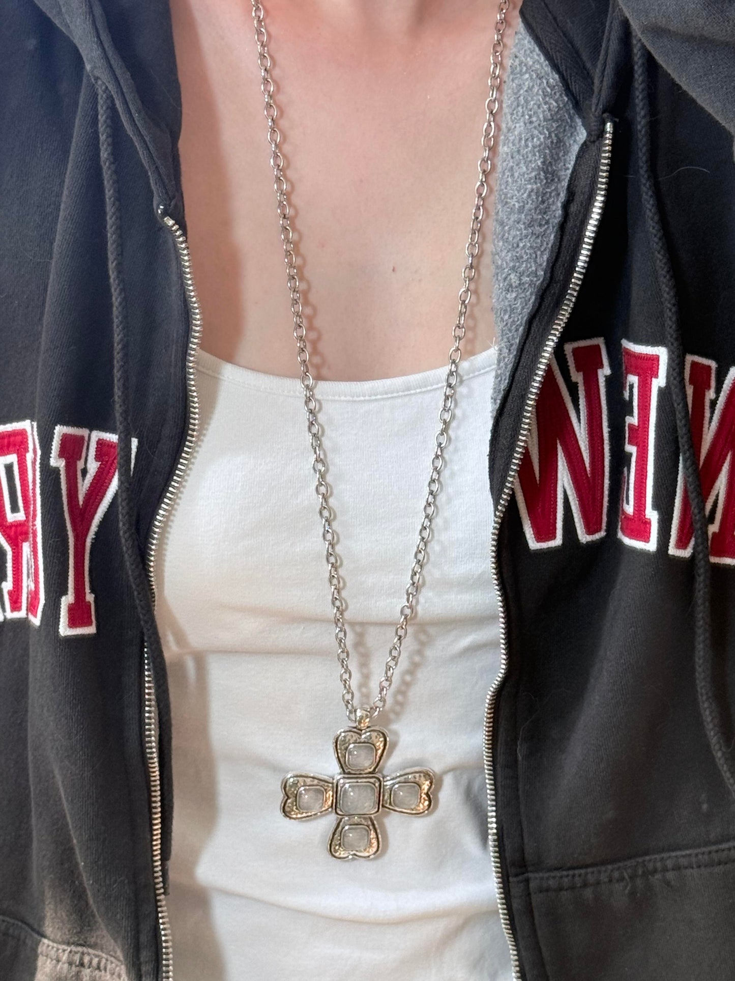 Vintage Hammered Cross Necklace