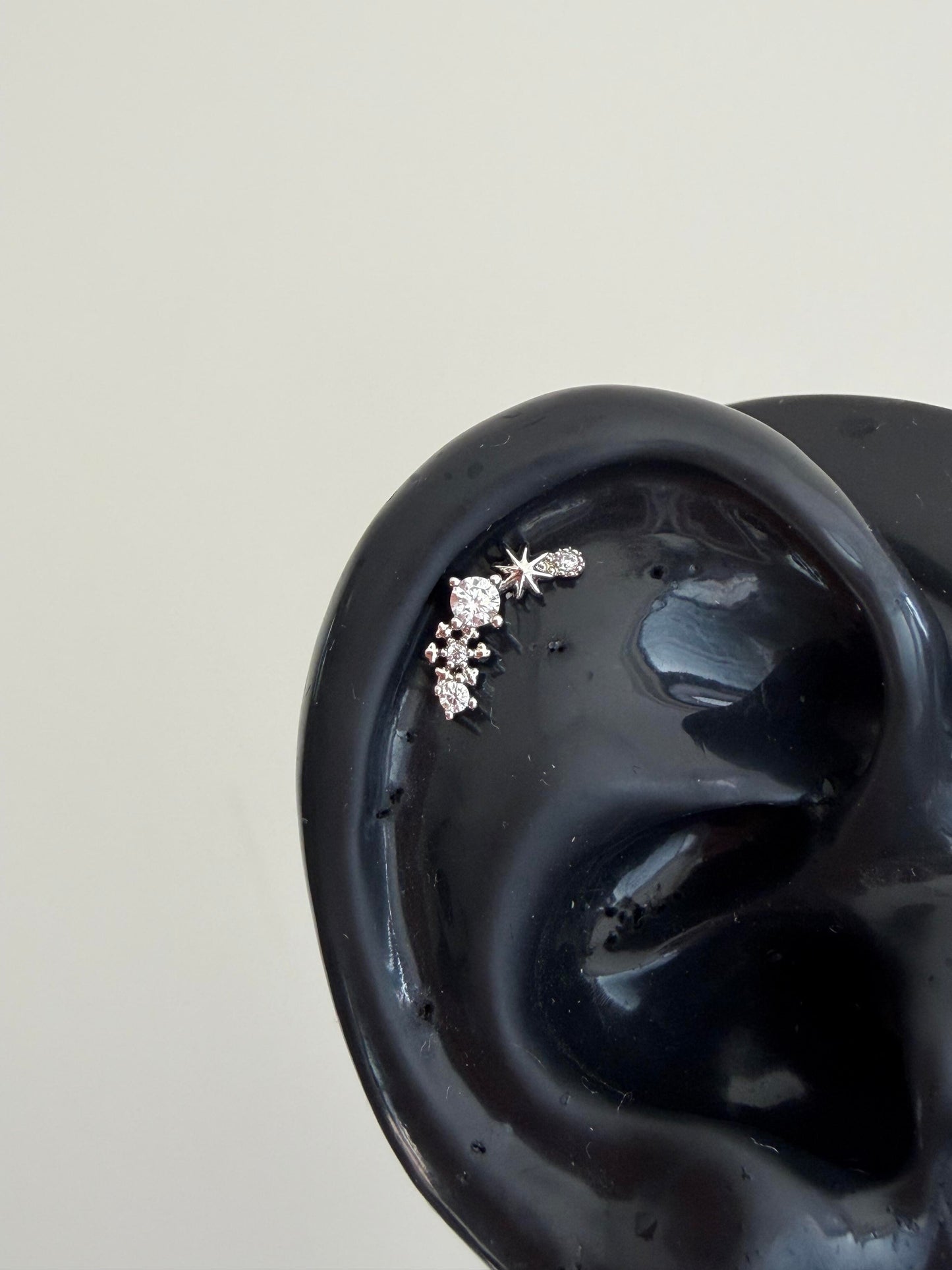 Silver Celestial Cluster Helix Earring