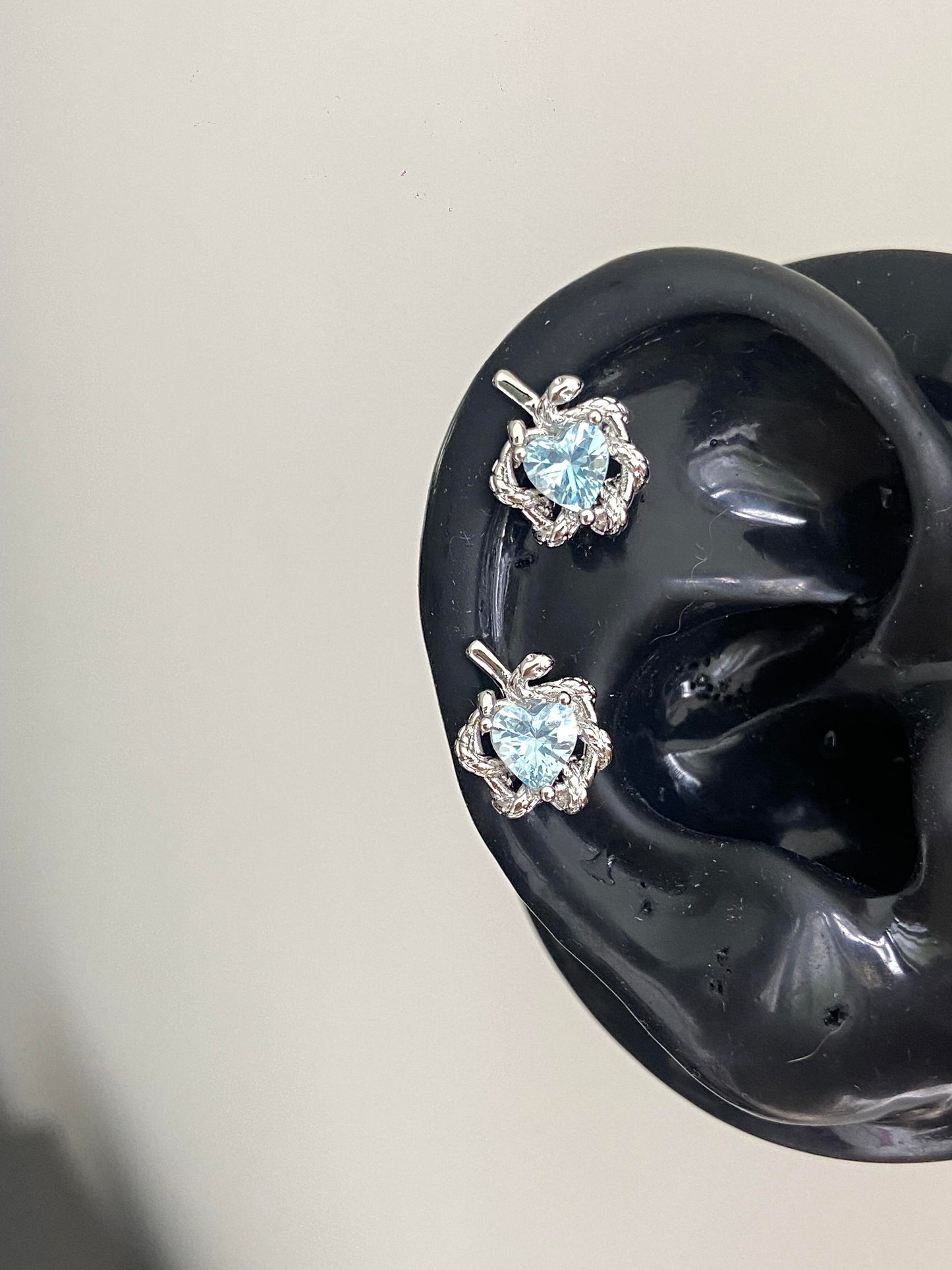 Aqua Apple Heart Helix Earrings