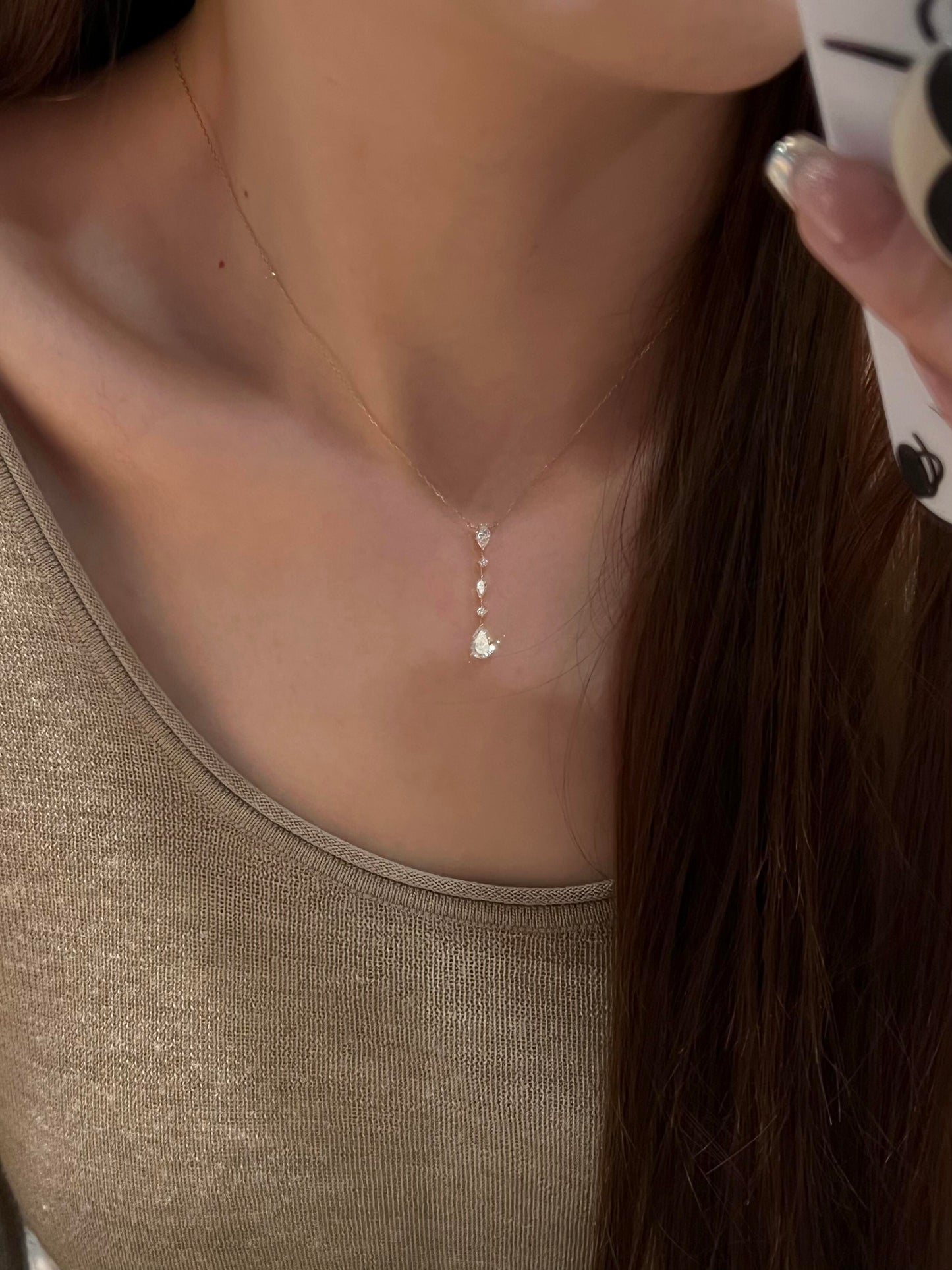Continuous Teardrop Gold Dainty Necklace