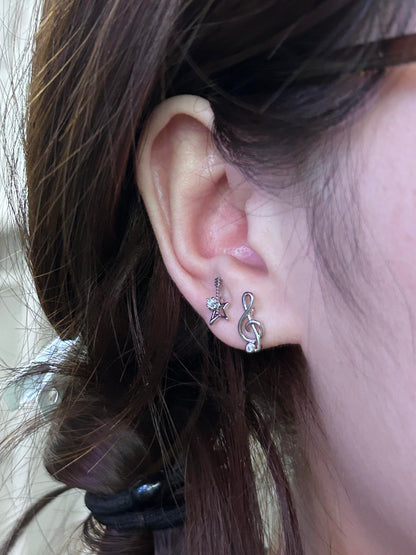 Guitar & Treble Clef Double Lobe Earring Stack
