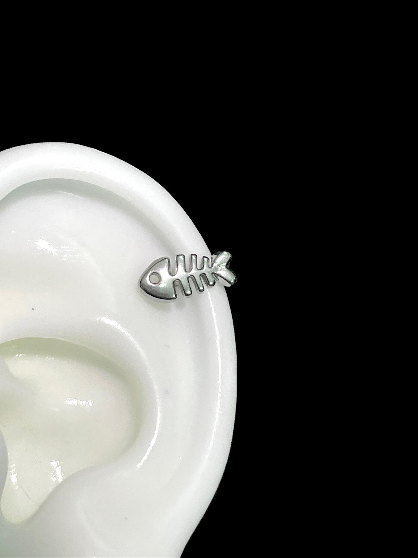 Silver Fishbone Helix Earrings