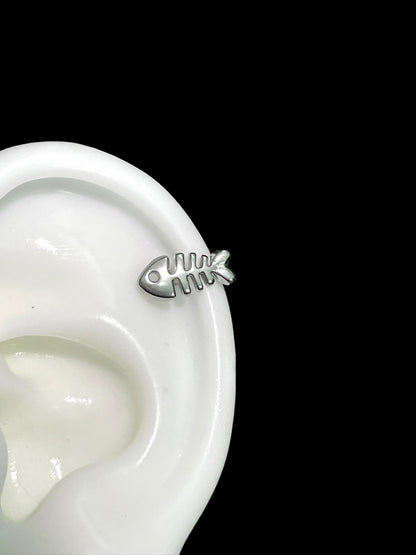 Silver Fishbone Helix Earrings
