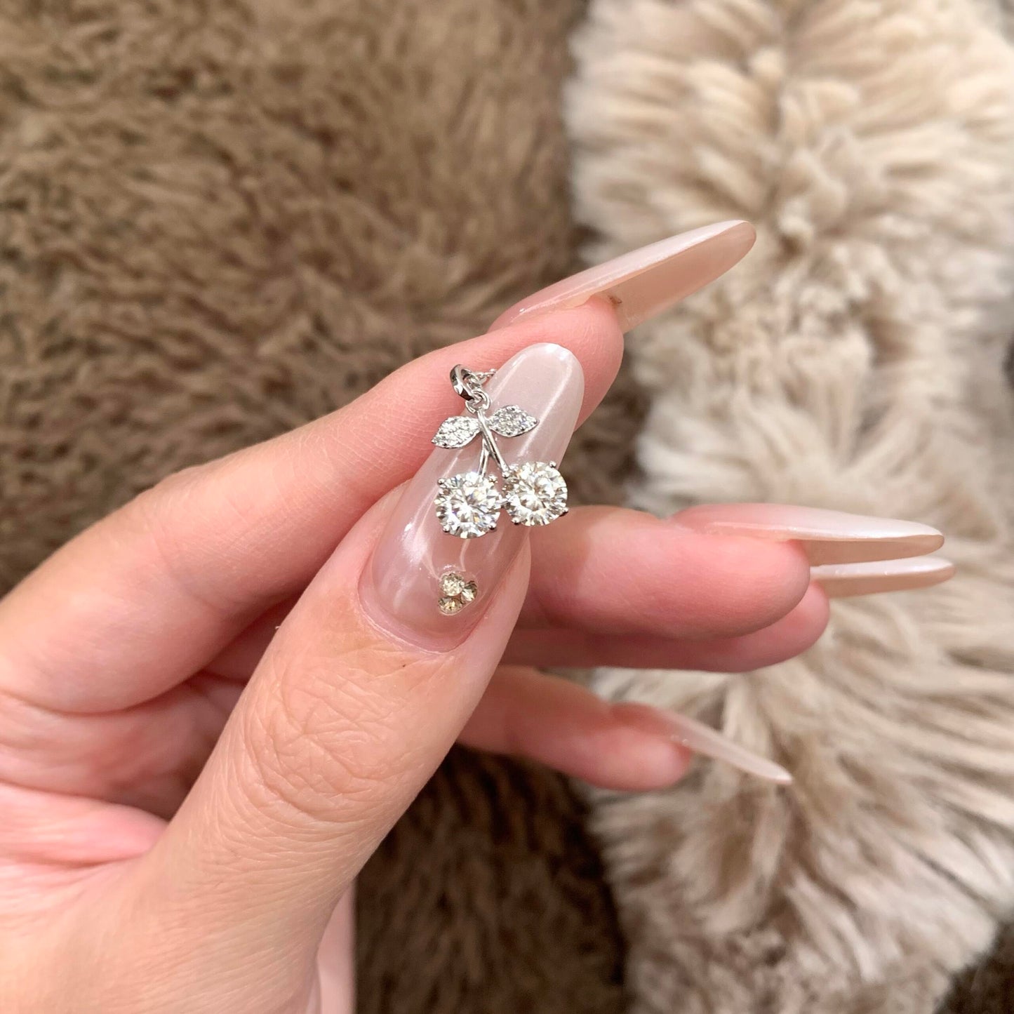 Silver Sparkling Cherry Necklace