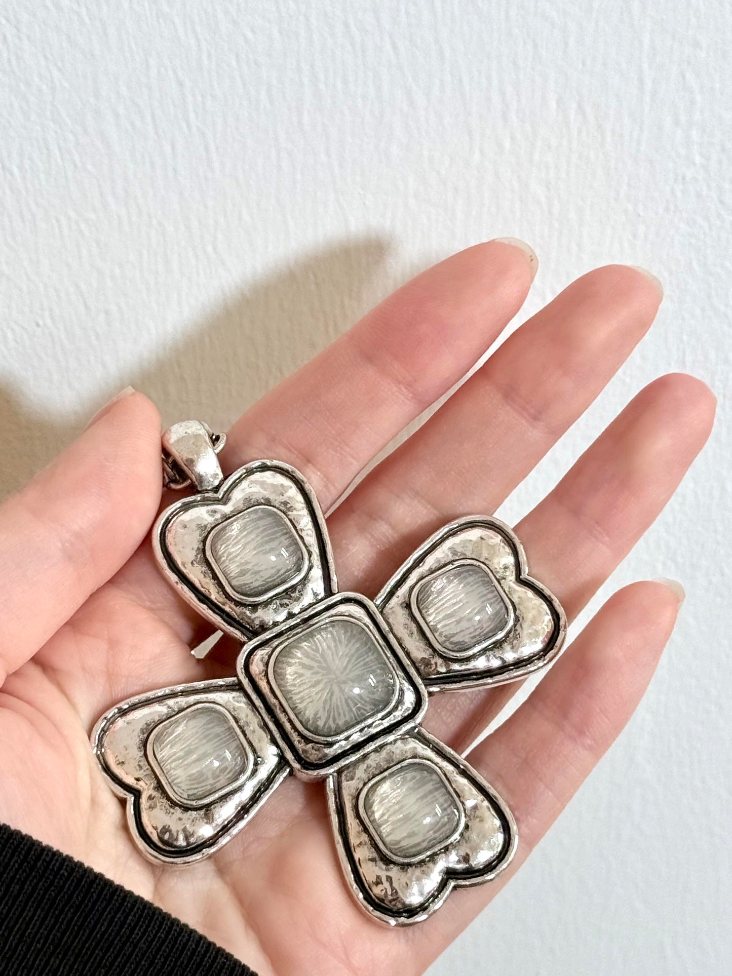 Vintage Hammered Cross Necklace