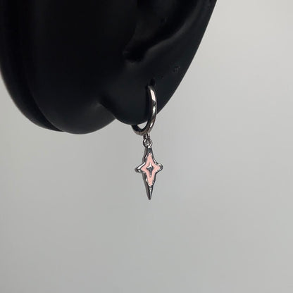 Pink Gothic Cross Drop Huggie Earrings