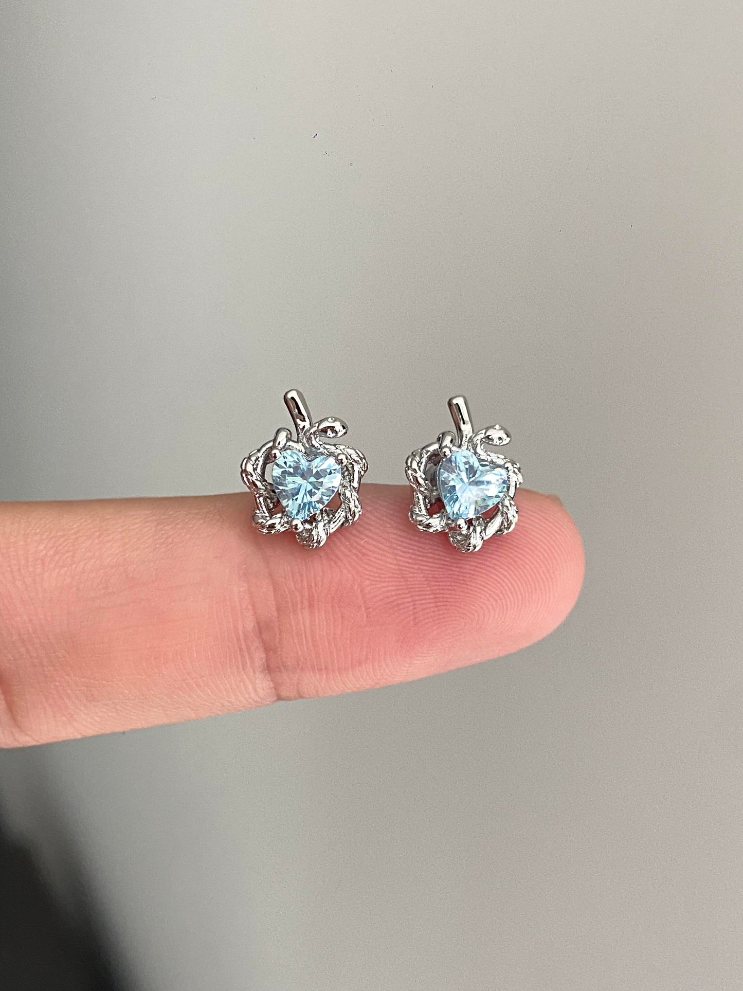 Aqua Apple Heart Helix Earrings
