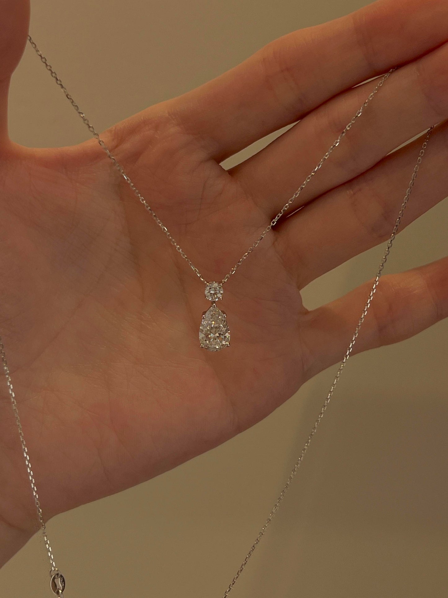 Silver Pear-Cut Crystal Drop Necklace