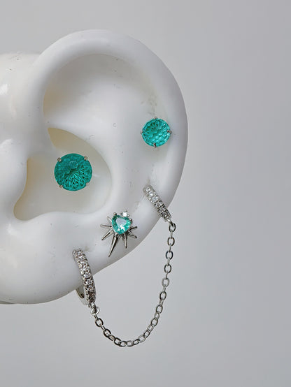 Teal Starburst & Chain Ear Set