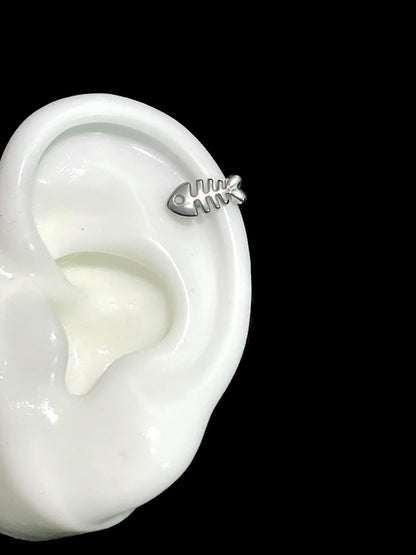 Silver Fishbone Helix Earrings