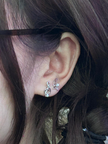 Guitar & Treble Clef Double Lobe Earring Stack