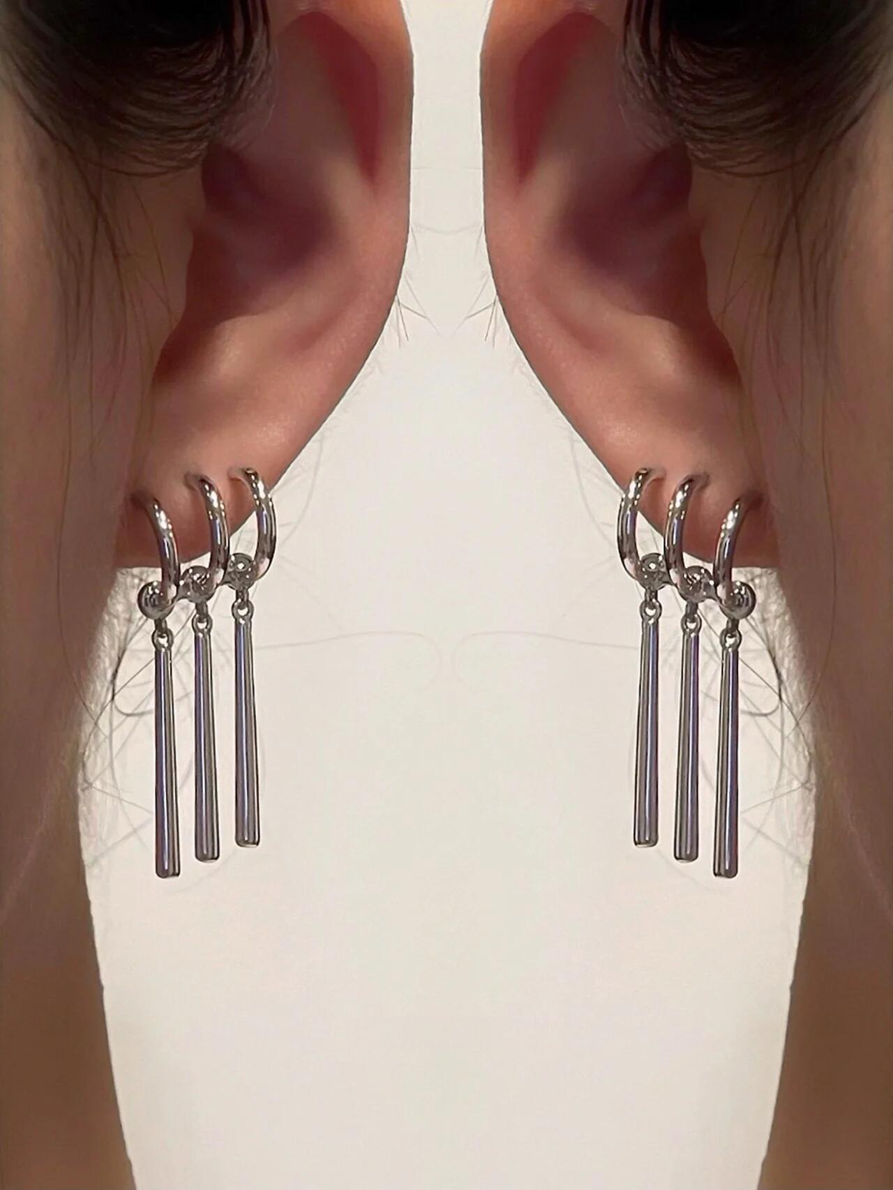 Triple Blade Hoop Earrings