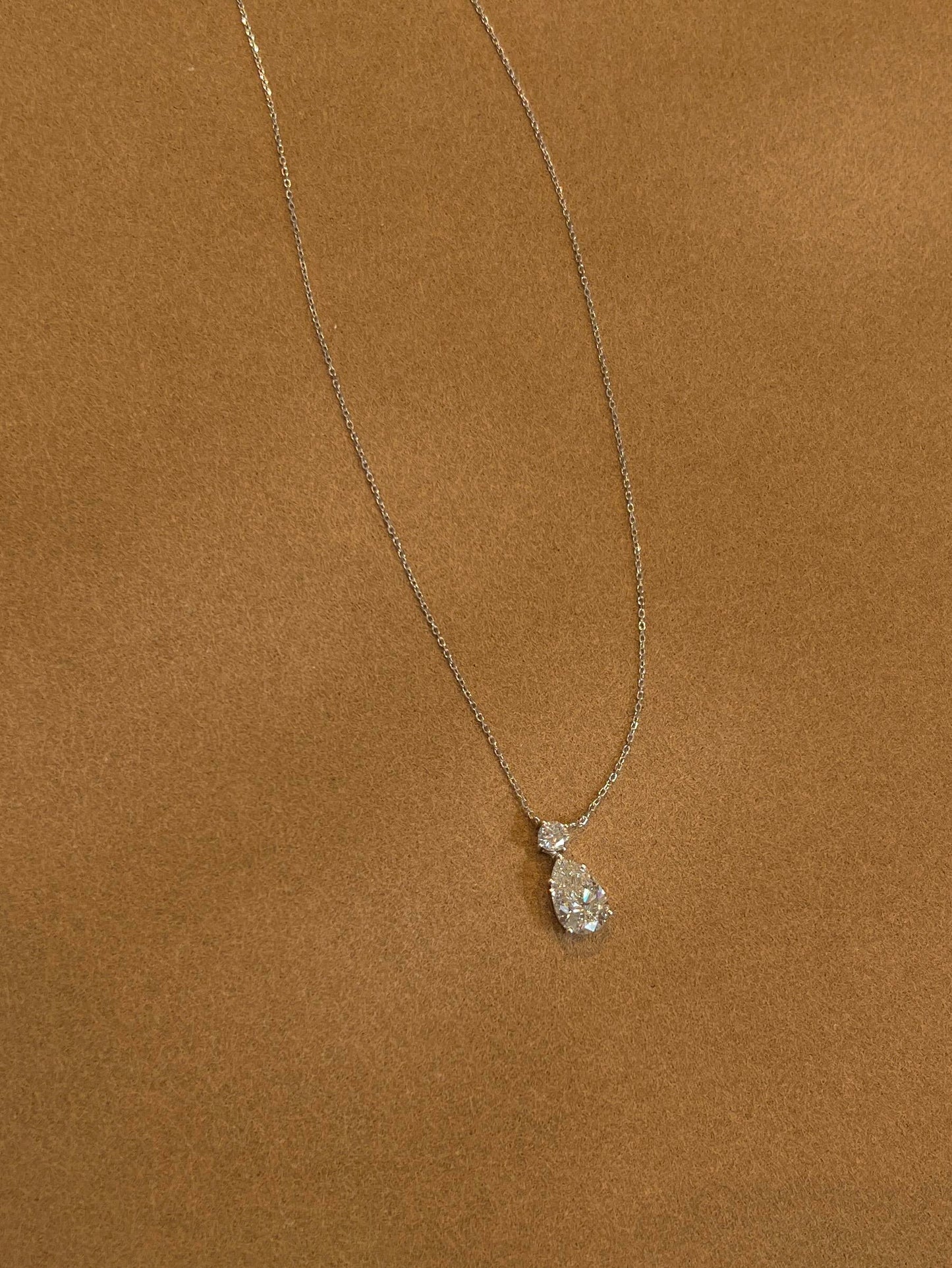 Silver Pear-Cut Crystal Drop Necklace