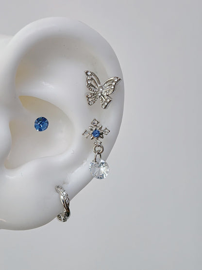 Silver Butterfly Multi-Piercing Set