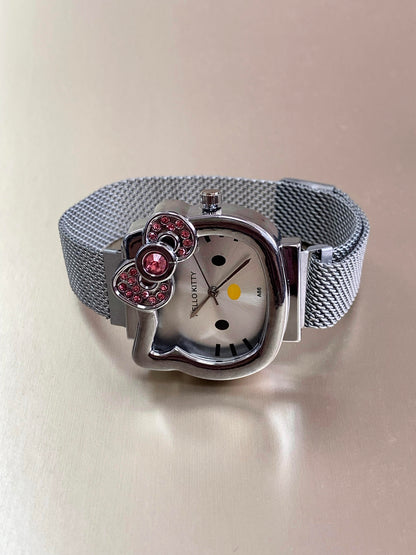 Silver Kitty Icon Charm Watch