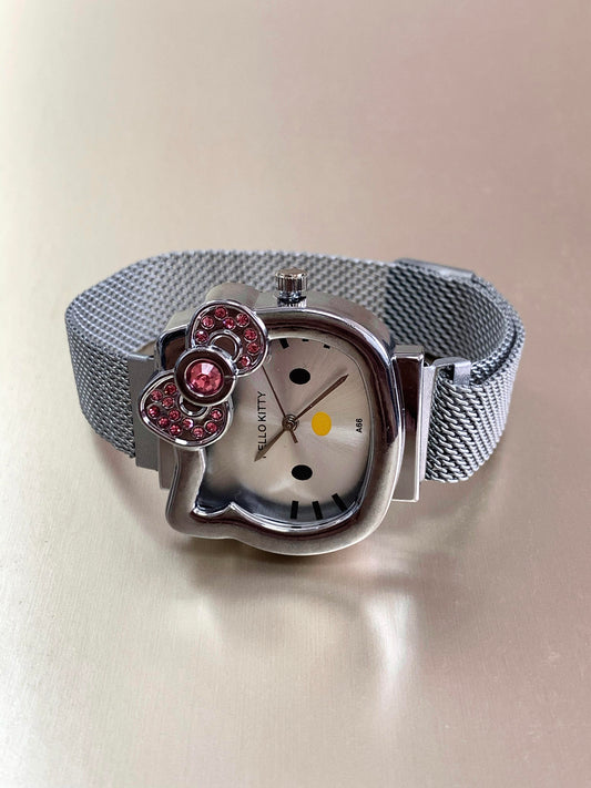 Silver Kitty Icon Charm Watch