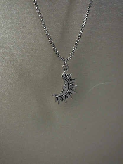 Detailed Sun and Moon Matching Necklace