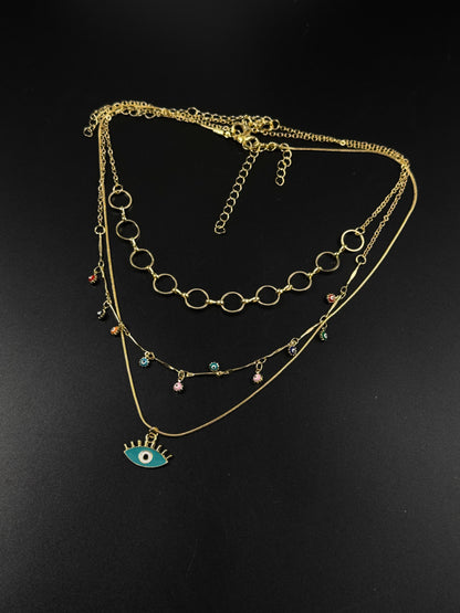 Golden Layered Evil Eye Necklace