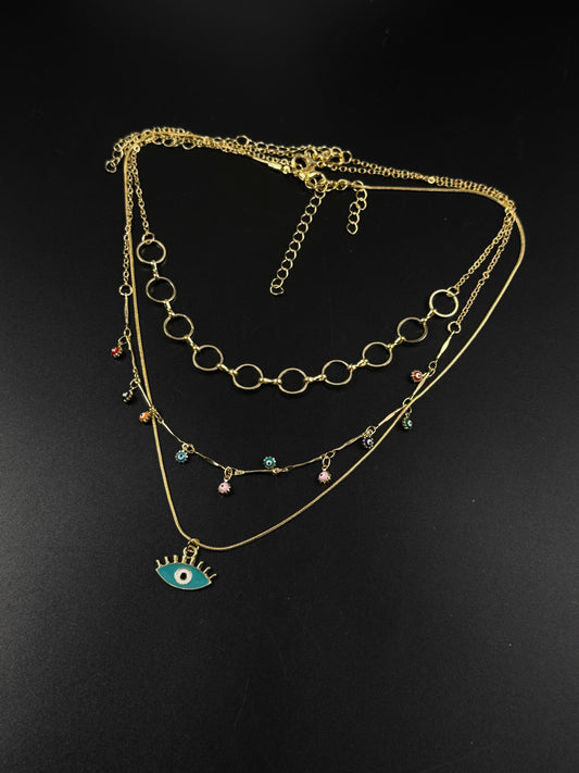 Golden Layered Evil Eye Necklace