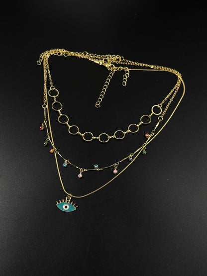 Golden Layered Evil Eye Necklace