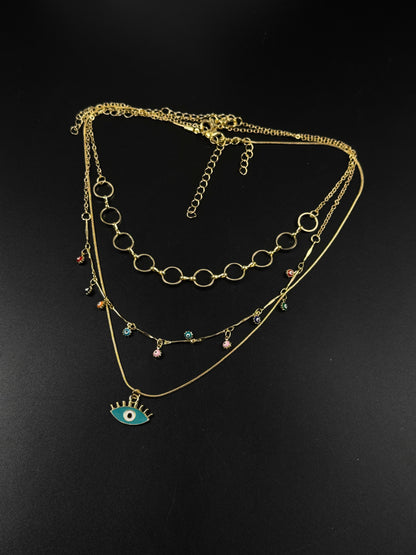 Golden Layered Evil Eye Necklace