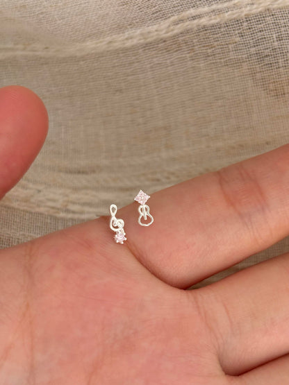 Mismatched Music Note Stud Earrings