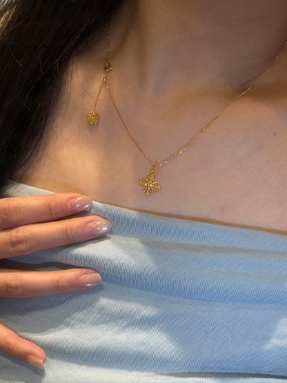Golden Four-Leaf Clover & Butterfly Necklace