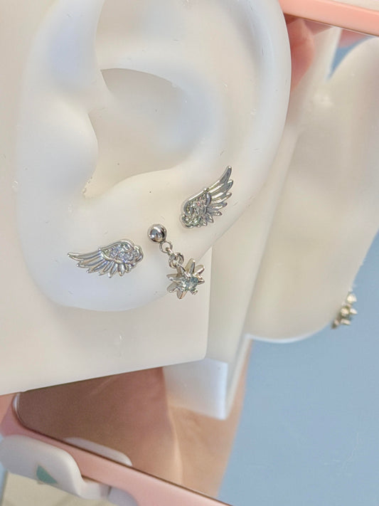 Silver Celeste Triple Lobe Earring Stack