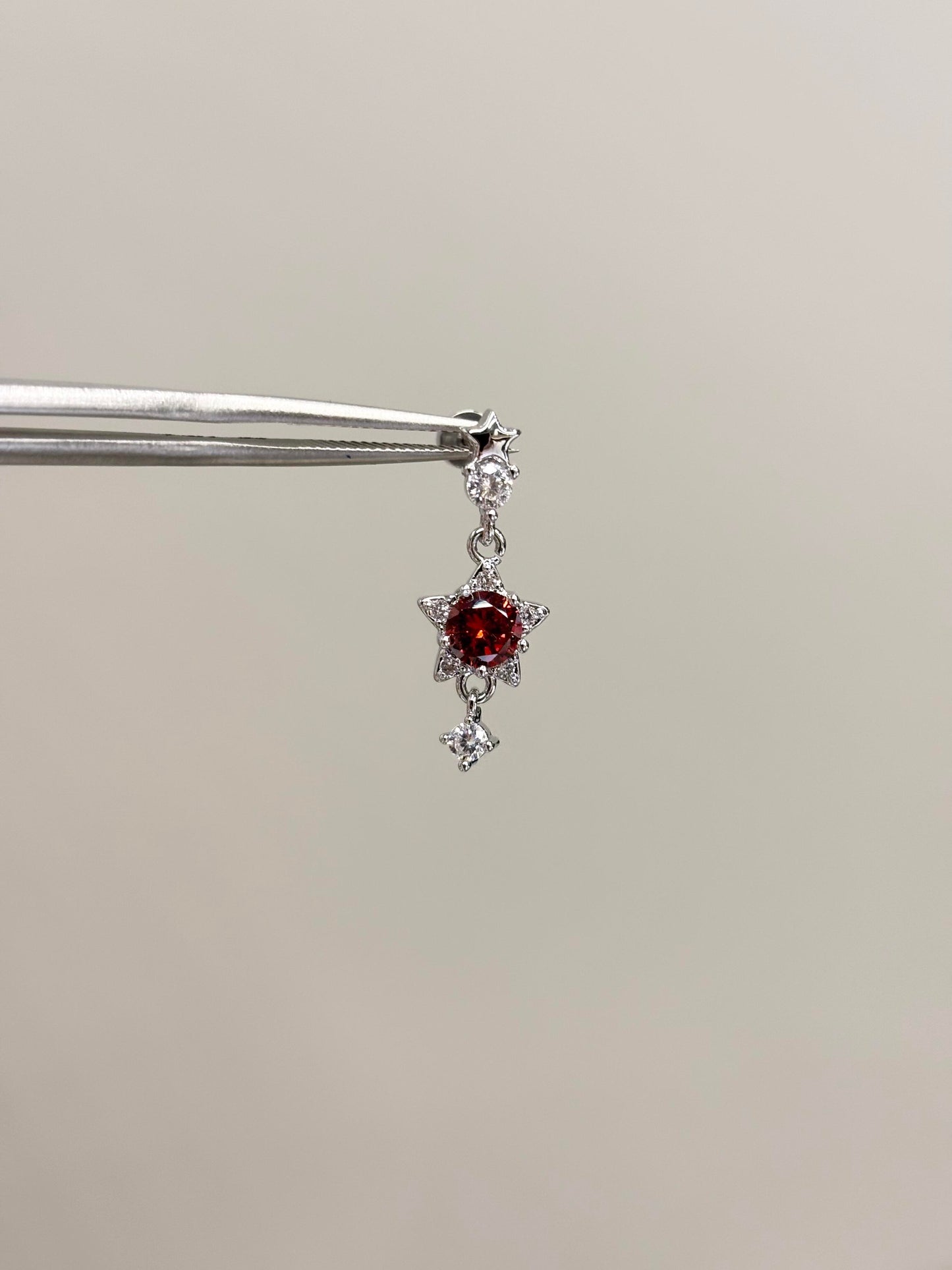 Red Starfall Lobe Earrings