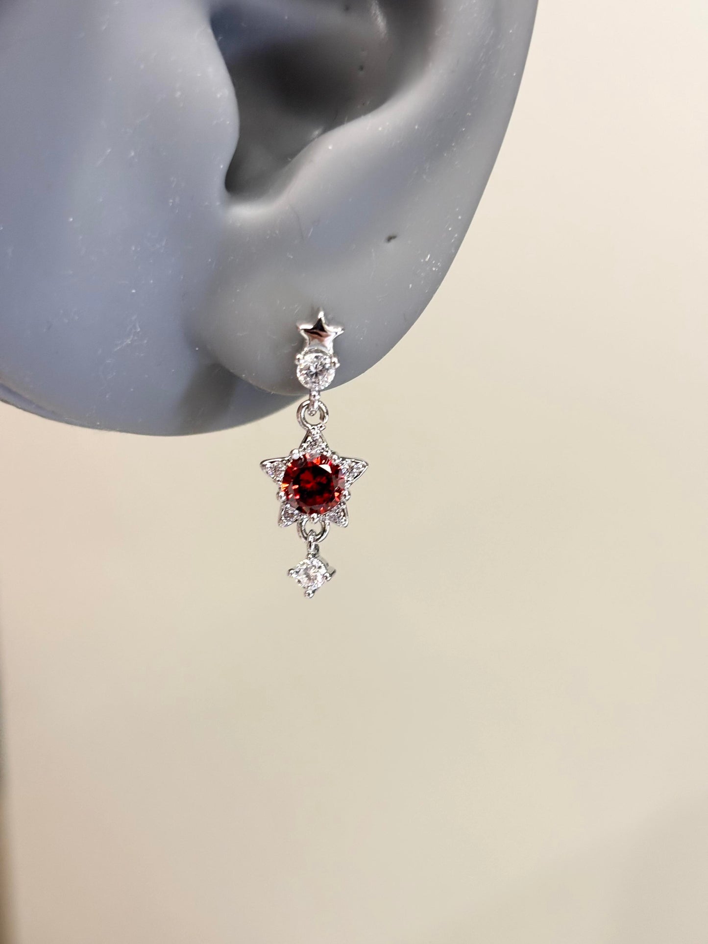 Red Starfall Lobe Earrings