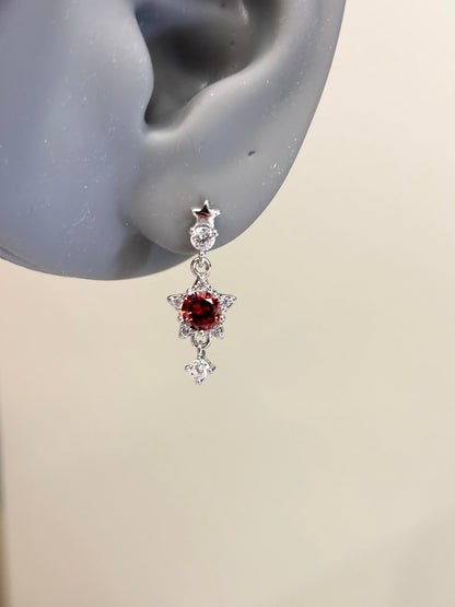 Red Starfall Lobe Earrings