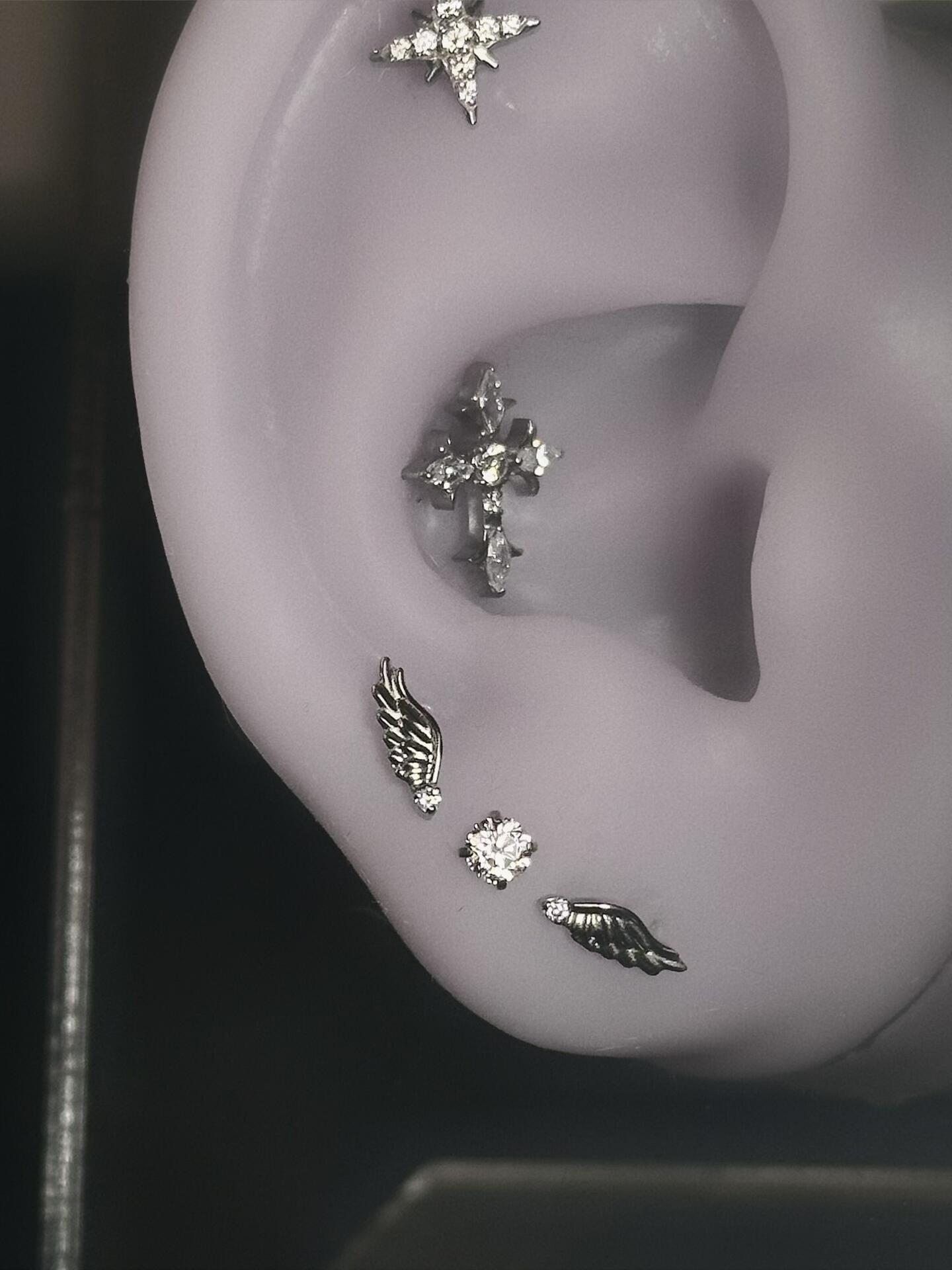 Crystal Star Wing Earring Stack