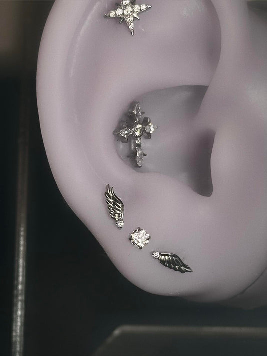 Crystal Star Wing Earring Stack