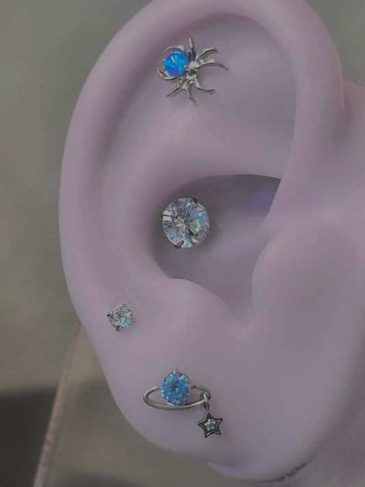 Silver Spider Galaxy Planet Earring Stack