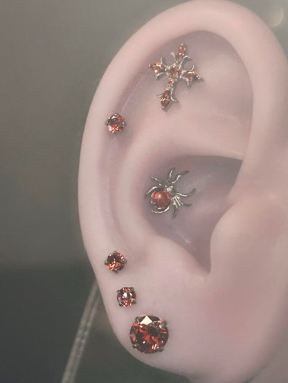 Crystal Red Spider Earring Stack