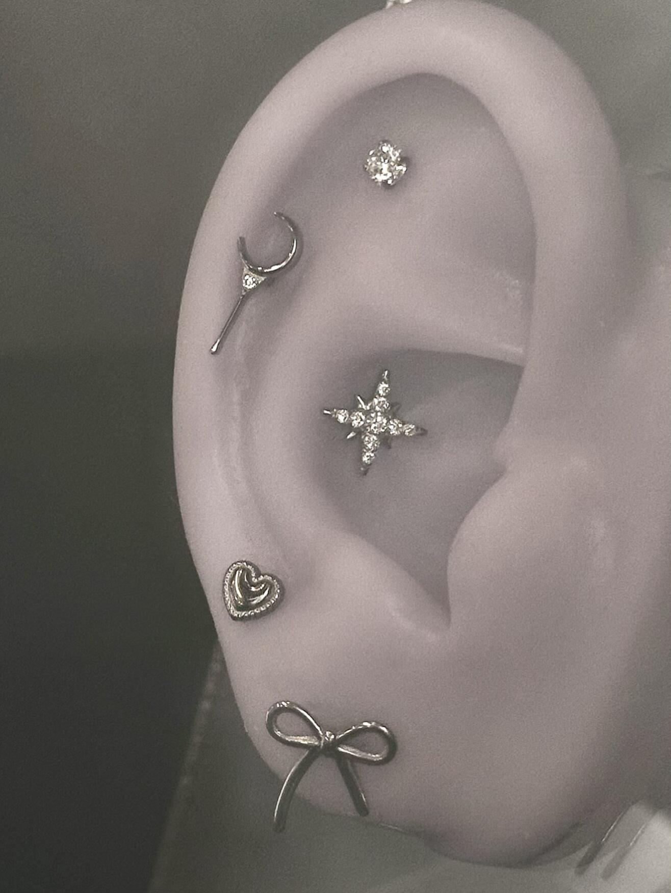 Crystal Moon Bow Earring Stack