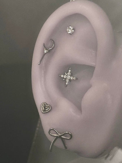 Crystal Moon Bow Earring Stack