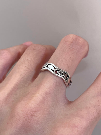 Sterling Silver School of Fish Wave Ring