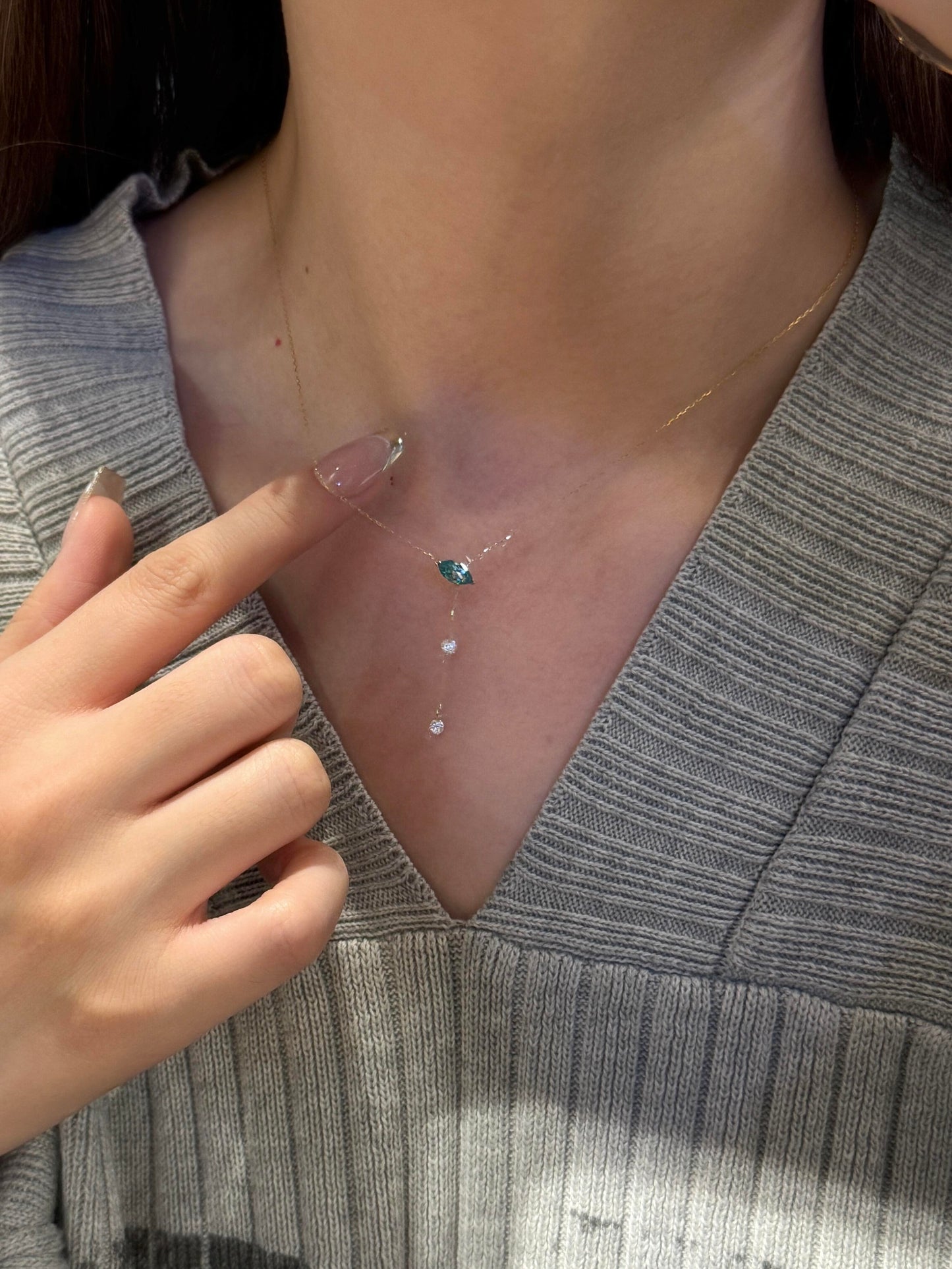 Gold Marquise Drop Dainty Necklace