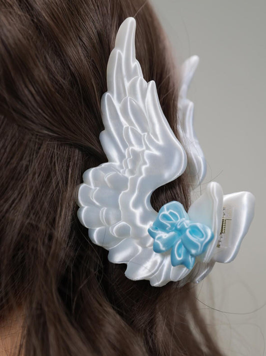 Ribboned Angel Wings Hair Clip